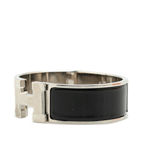 Hermes Click-Clack H GM Bracelet Silver Black Metal Women's HERMES - Picture 2 of 5